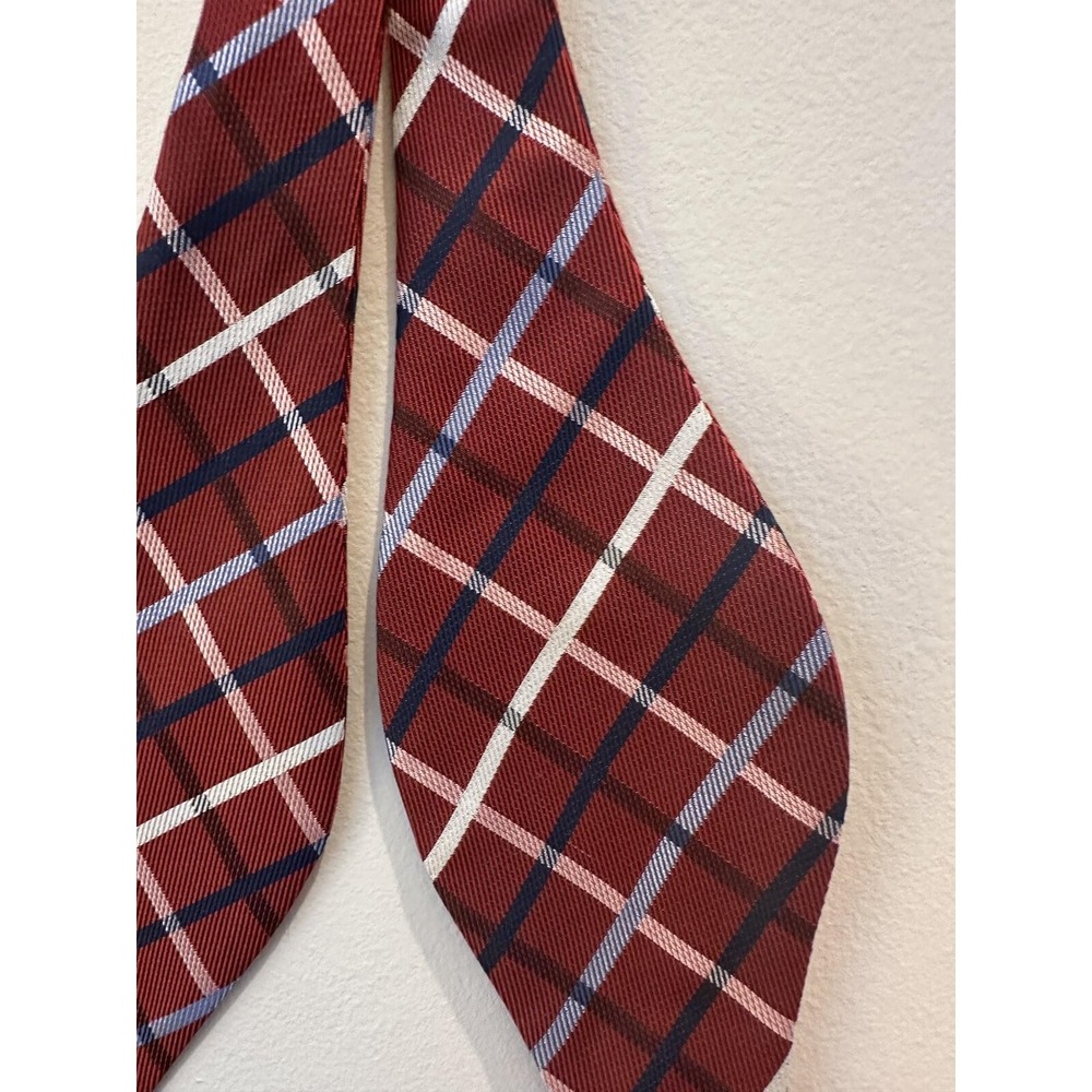 Rooster Men's Red‎ Plaid 100% Silk Bow Tie Adjustable Preppy Holiday